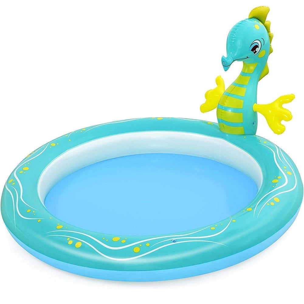 Trade Shop - Piscina Per Bambini Cavaluccio Marino Spruzza Acqua 2 Anni+ 188x160x86 Cm 53114 -