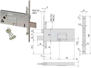 ELETTROSERRATURA TRIPL. INFIL. FASCE DOPPIA MAPPA RULLO MM.78 H 57365- - mm.90 (57365900) - 1 pezzi CISA