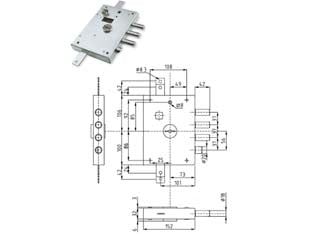 SERRATURA TRIPLICE APPLICARE CON SCROCCO DOPPIA MAPPA BLIND. HEAVY- - mm.73 DX (IMB 7141 1 DE) in busta - 1 pezzi DIERRE