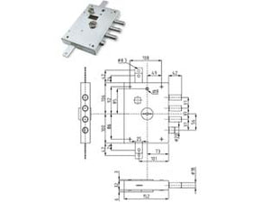 SERRATURA TRIPLICE APPLICARE CON SCROCCO DOPPIA MAPPA BLIND. HEAVY- - mm.73 SX (IMB 7142 1 SE) in busta - 1 pezzi DIERRE
