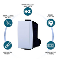 Kit 1 pezzo deviatore unipolare illuminabile 16a biesse per serie bticino matix