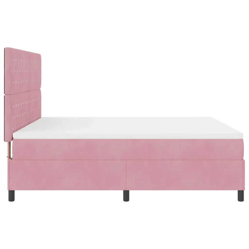 Letto a molle con materasso Rosa 180 x 200 cm Velluto 3339787