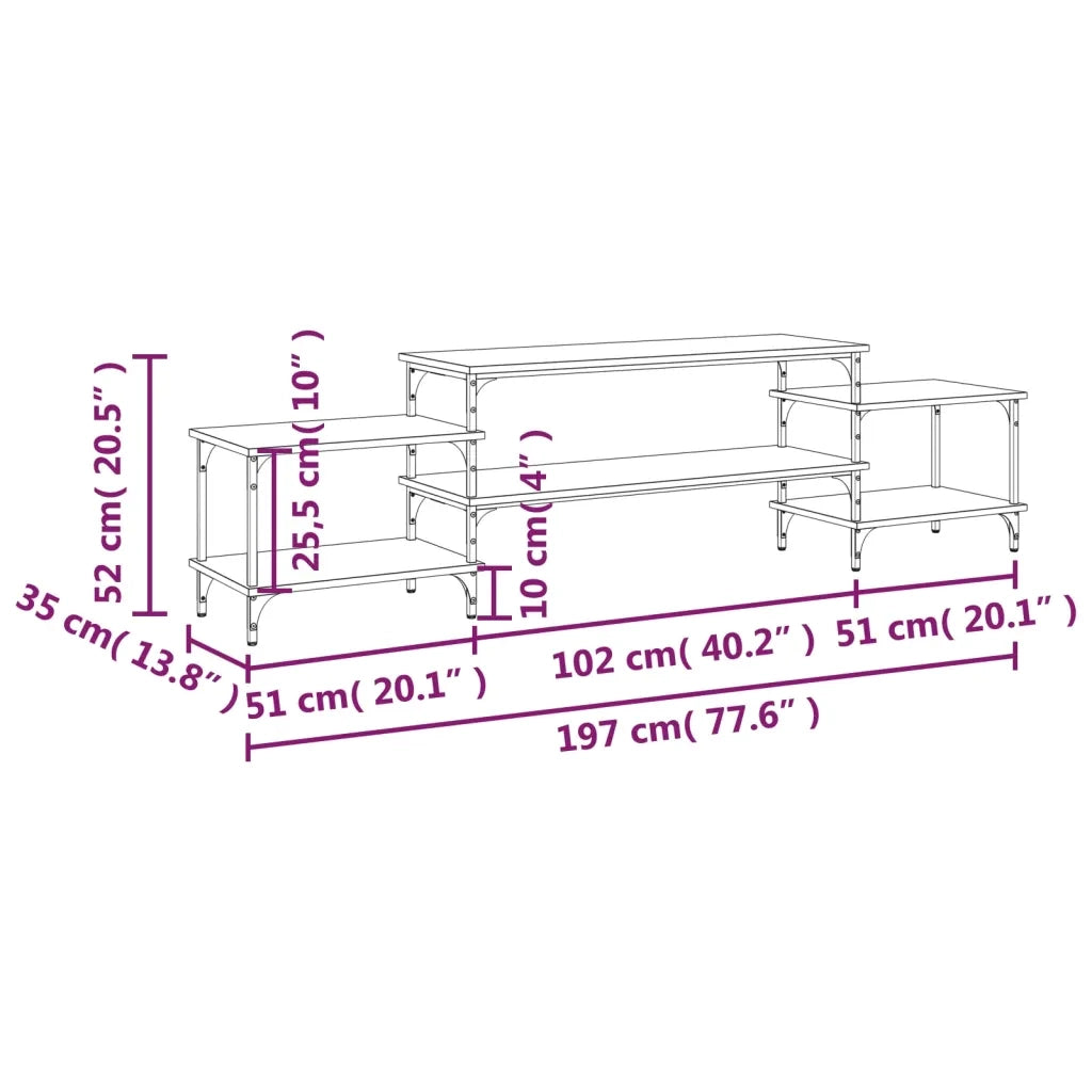 Mobile Porta TV Nero 197x35x52 cm in Legno Multistrato