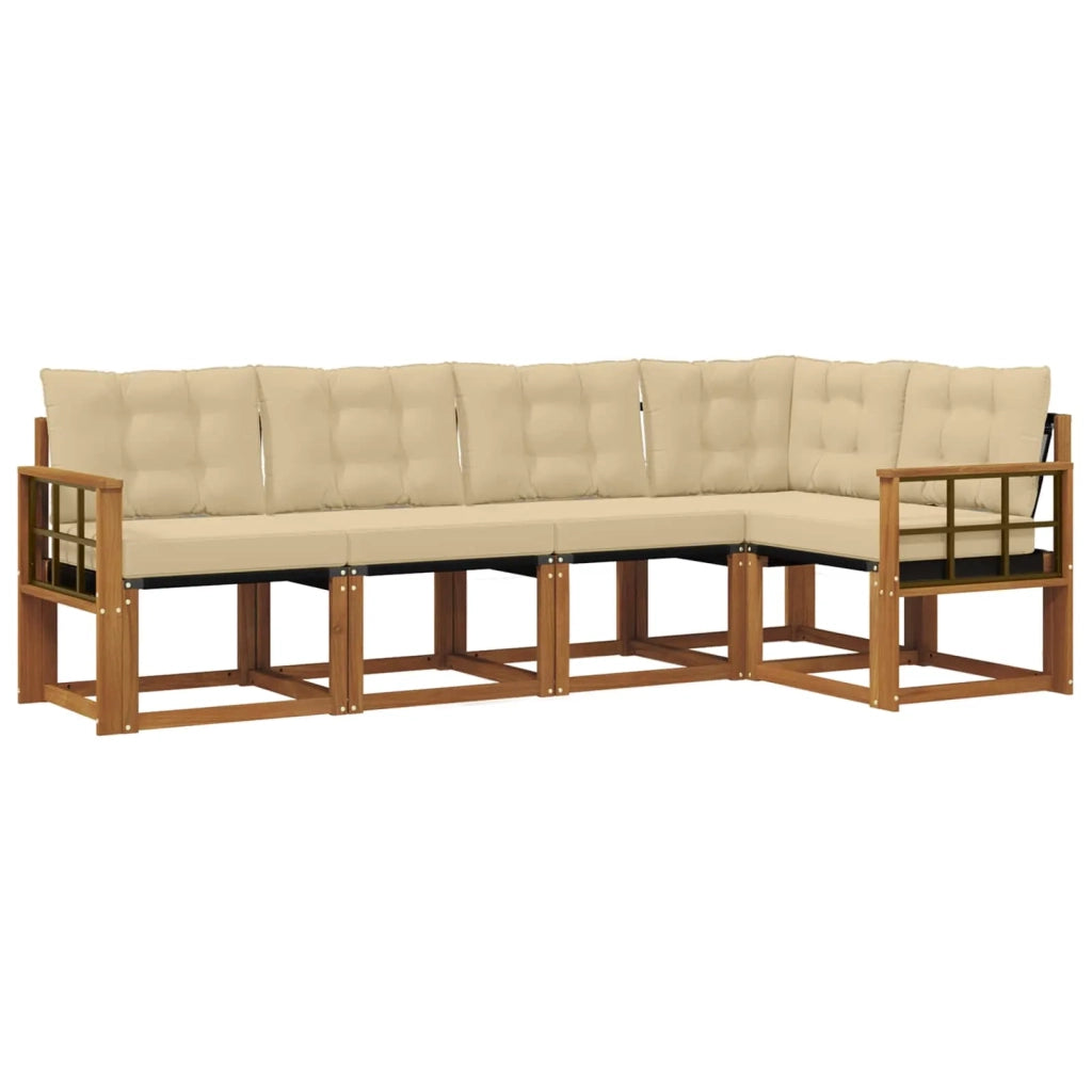 Set di divani da esterno con cuscino 5 pcs Naturale e Beige 3368672