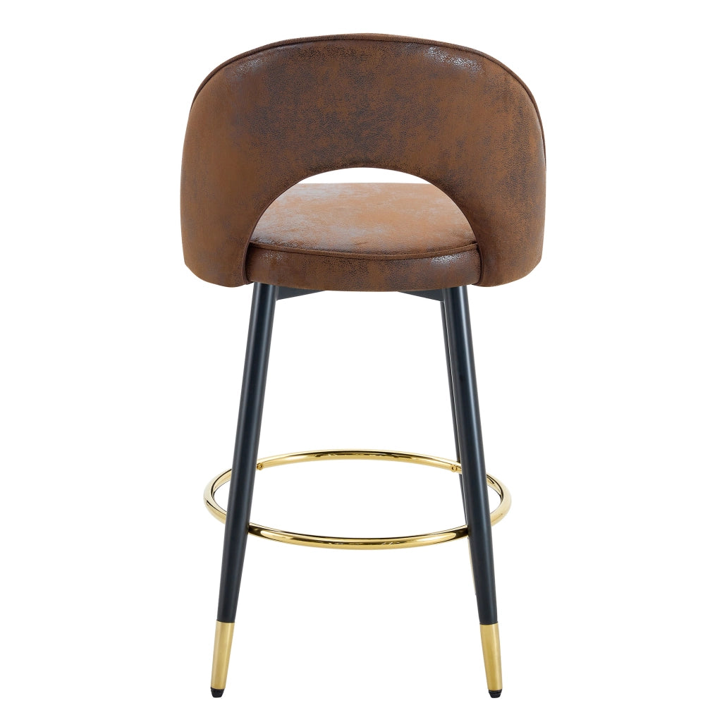 Sgabello da bar girevole 360° con schienale traforato, seduta ergonomica, tessuto, Marrone e Nero