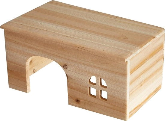 Casetta per coniglio in legno naturale - Casa per conigli 28 x 16 x 18 cm