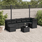 Set Divani da Giardino con Cuscini 8 pz Nero in Polyrattan 3249814