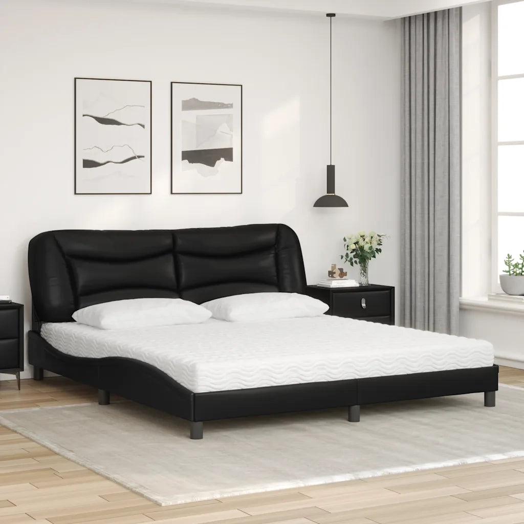 Letto con Materasso Hvar Nero 180x200 cm in Similpelle 3208738