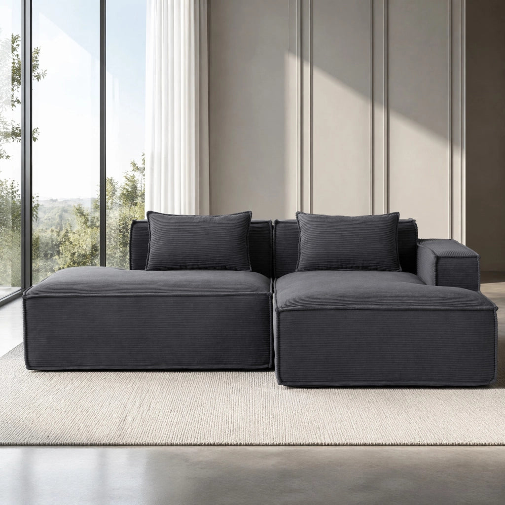 Divano 235.0x129.0x70.0 cm compatto in poliestere grigio