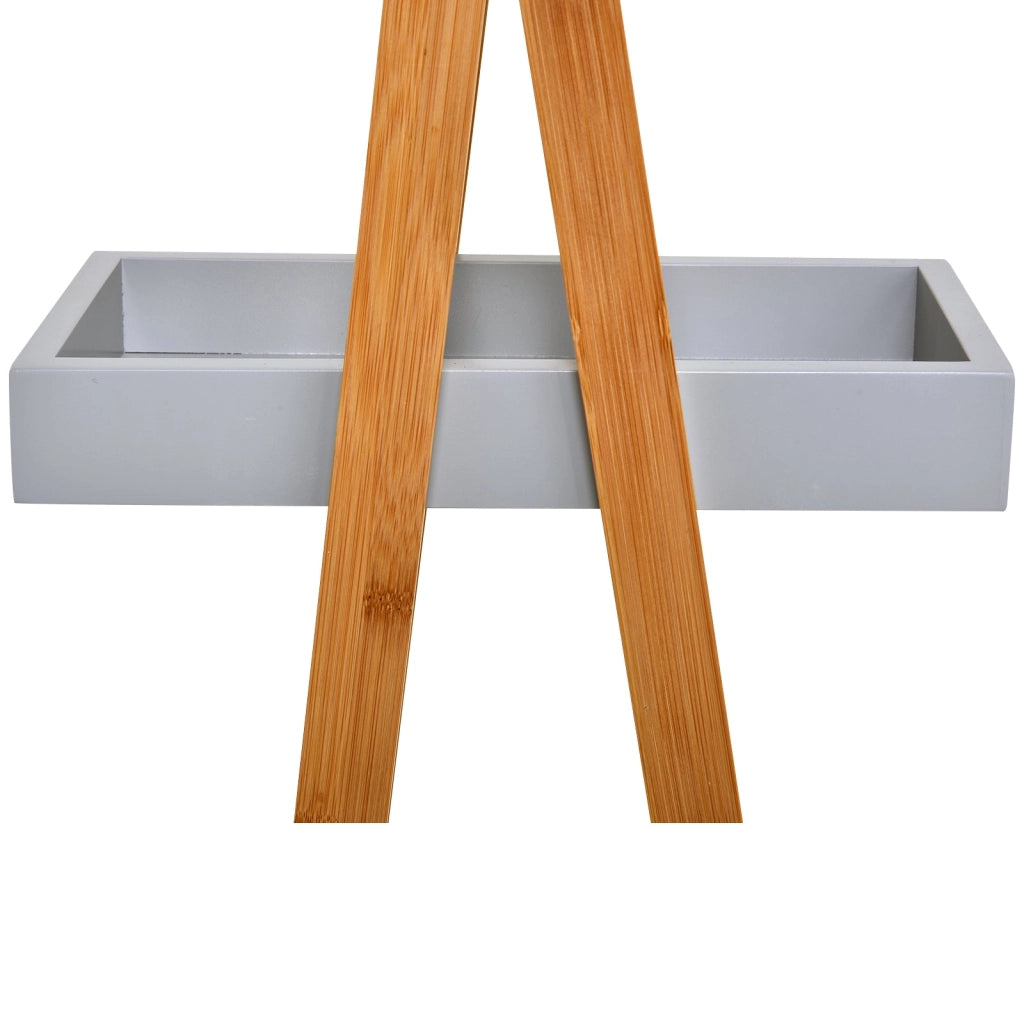 Scaffale Soggiorno Bagno 3 Ripiani in MDF e Bamboo  Grigio