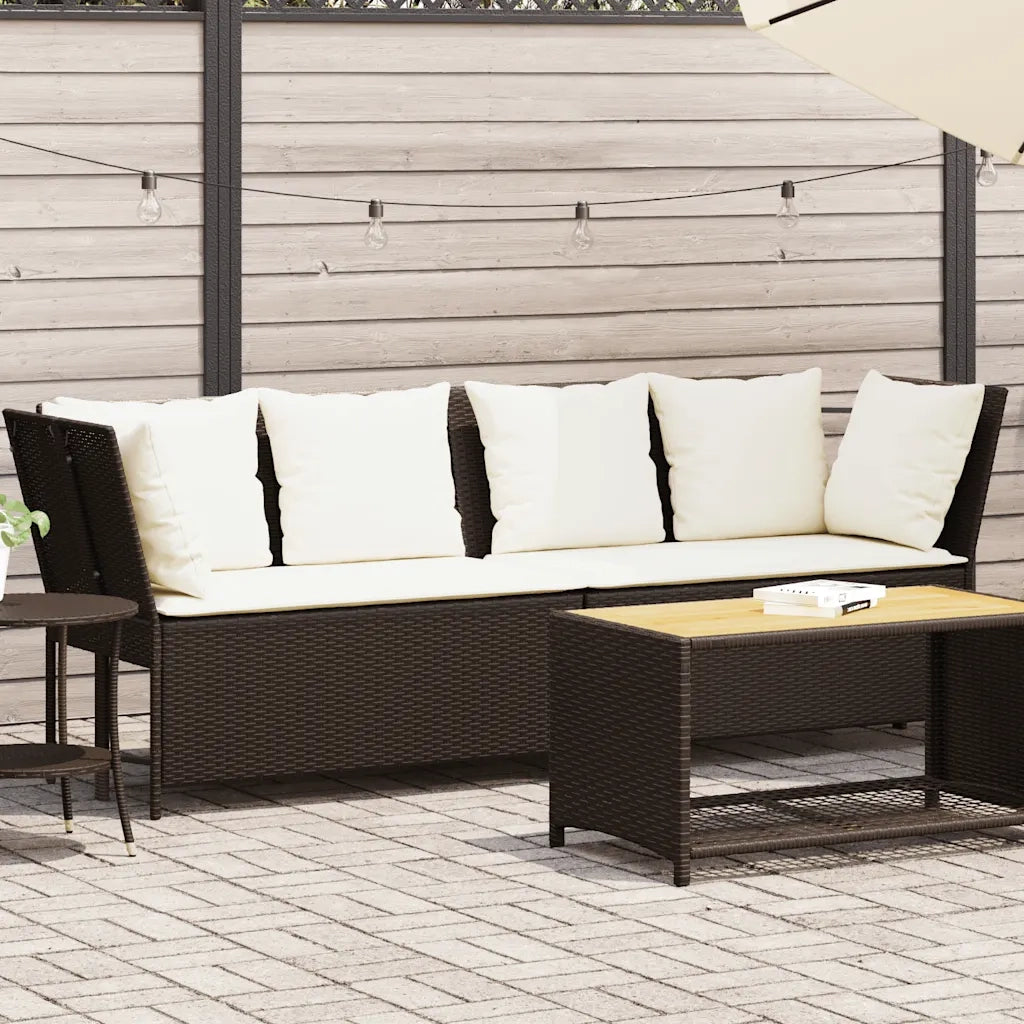 Divano da Giardino con Cuscini-Sofa da Giardino-Divano da esterno in Polyrattan Marrone 558995