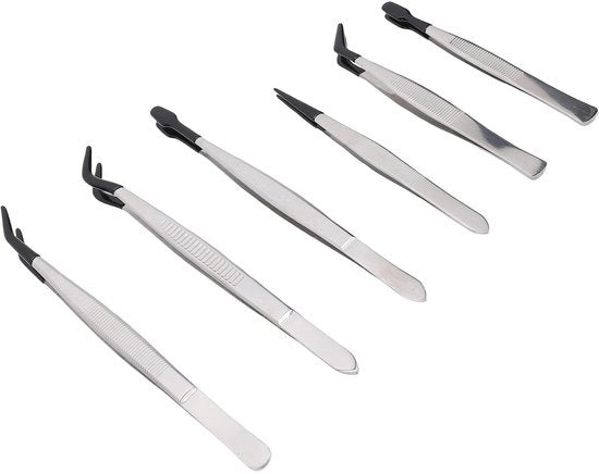 Set di pinze 6 pezzi - Pinze in acciaio inossidabile - Multifunzionali per make-up e collezione di francobolli - Sostenibili - Fondamentali per gli appassionati - Pinze per ciglia