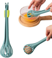 Eierklopper multifunzionale con maniglia stabile e confortevole, forno a microonde per mescolare, utensile da cucina per la preparazione delle uova, clip per la tavola da pranzo (verde)