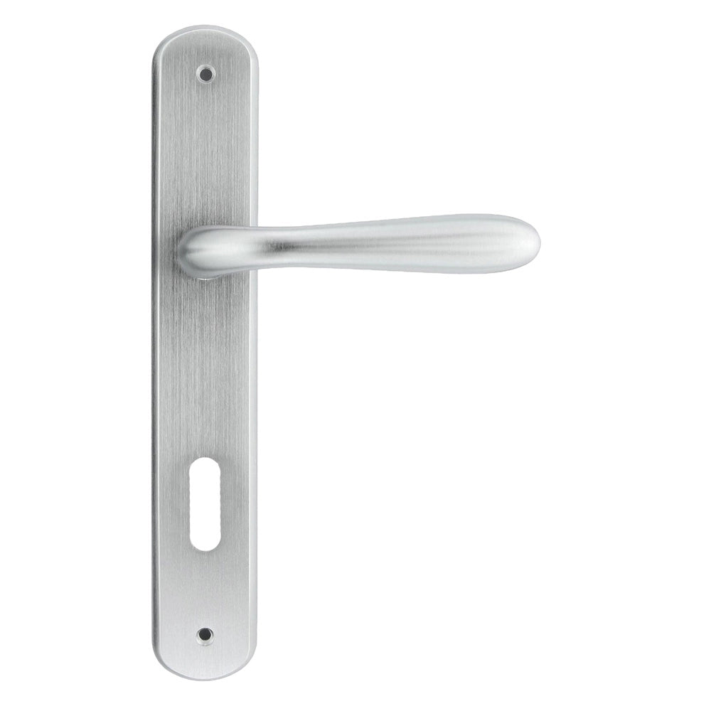 MANIGLIA 'GOCCIA' CON PLACCA  Col. Cromo satinato - Interasse 90 mm