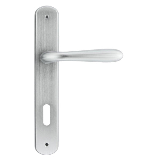 MANIGLIA 'GOCCIA' CON PLACCA  Col. Cromo satinato - Interasse 90 mm