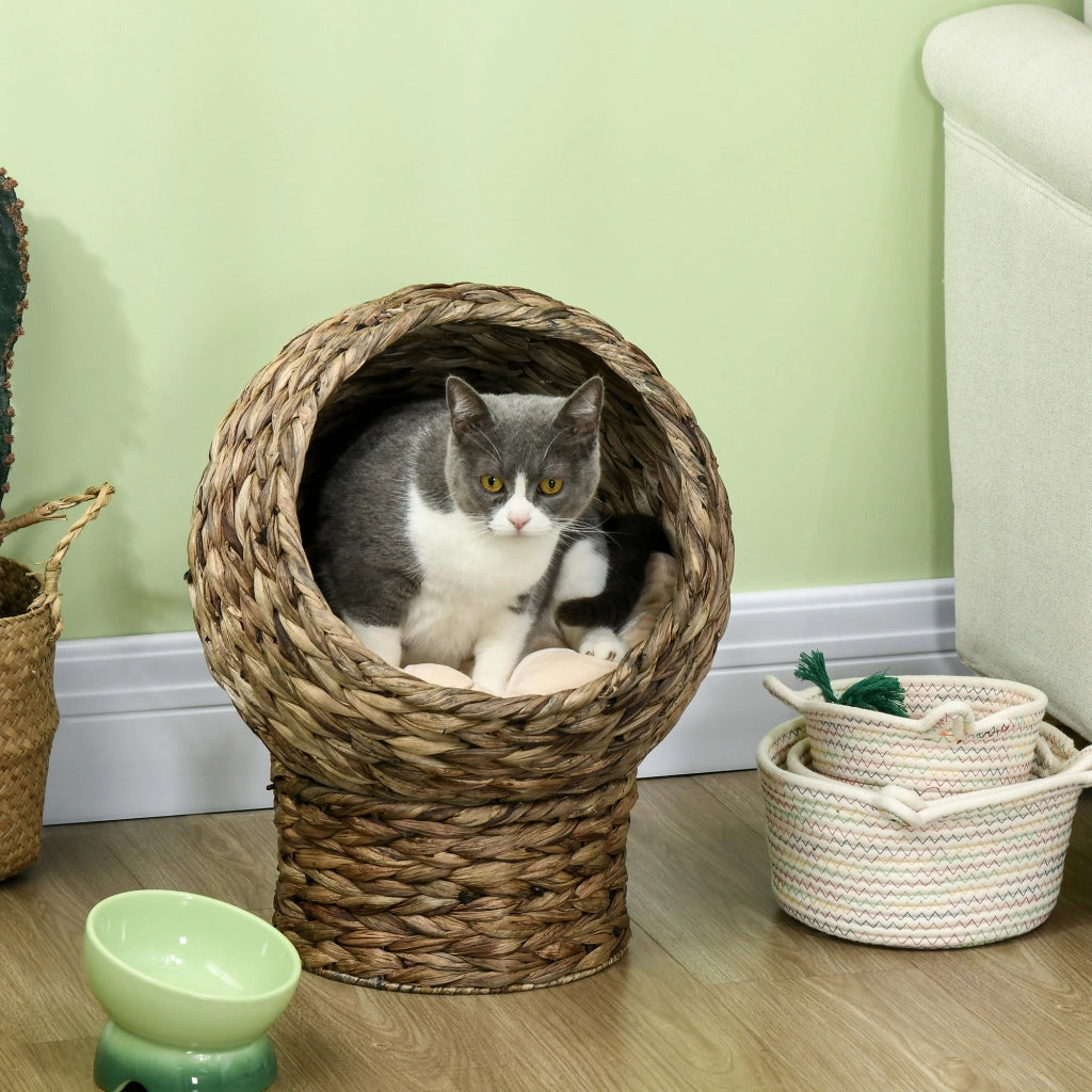 Letto per gatti in rattan con cuscino ¨C zephmum ¨C 40x37x51 cm