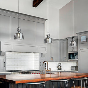 Sospensione Contemporanea Vintage Metallo Nero Vetro Fumè 1 Luce E27