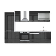 Cucina componibile Fame-Line Antracite lucido/Bianco 300 cm, PL Marmo Vicco