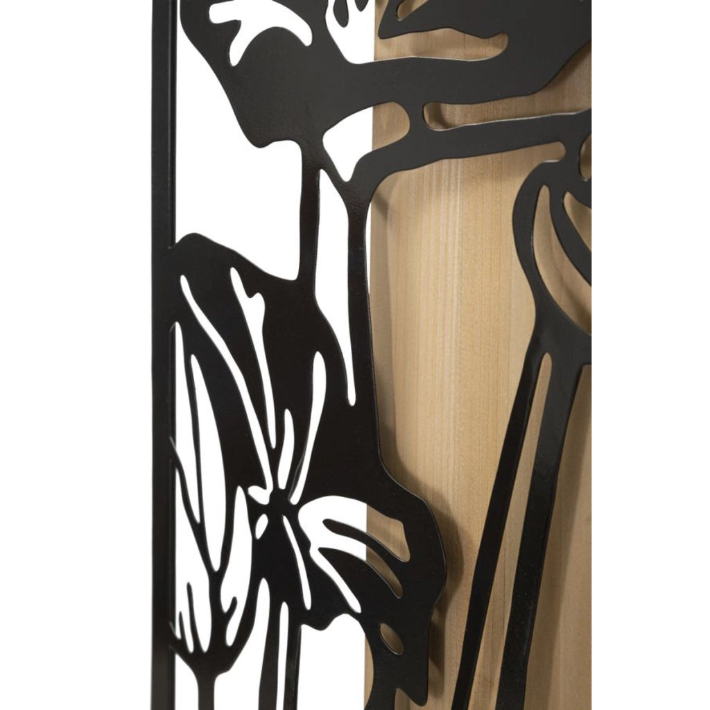 Decorazione in Metallo e Legno Fiori 55, Marrone, Metallo, 60x2x90 cm