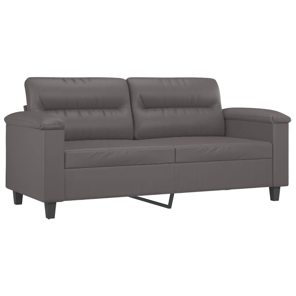 Divano a 2 Posti con Cuscini Grigio 140 cm in Similpelle 3200990