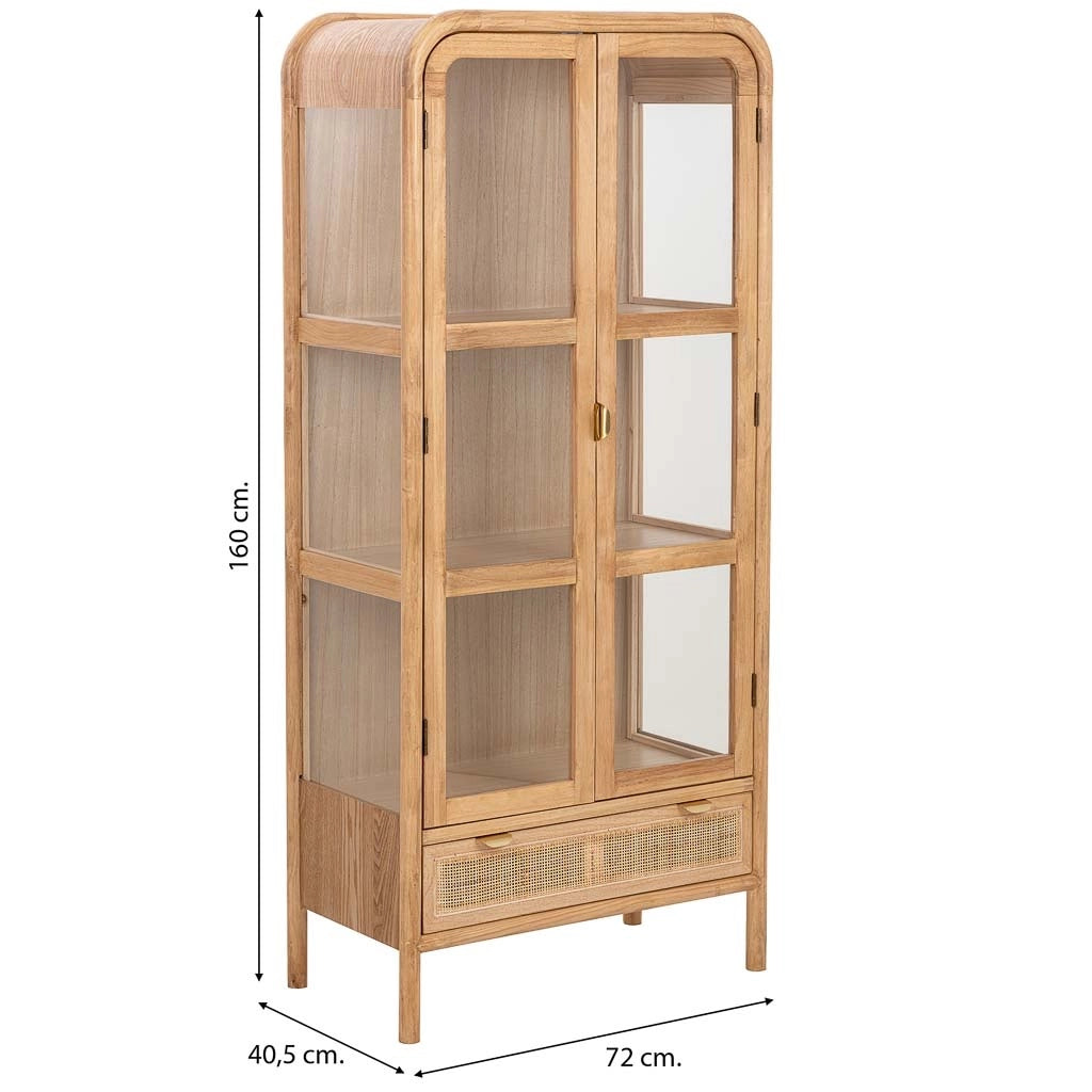 Vetrina in legno e rattan marrone 72x40.5x160h cm