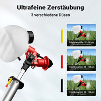 Spruzzatore da giardino a batteria ULVA+, irroratore 125 x 23 cm, con 3 ugelli 45-115 ml/min, irroratore per erbacce per giardini