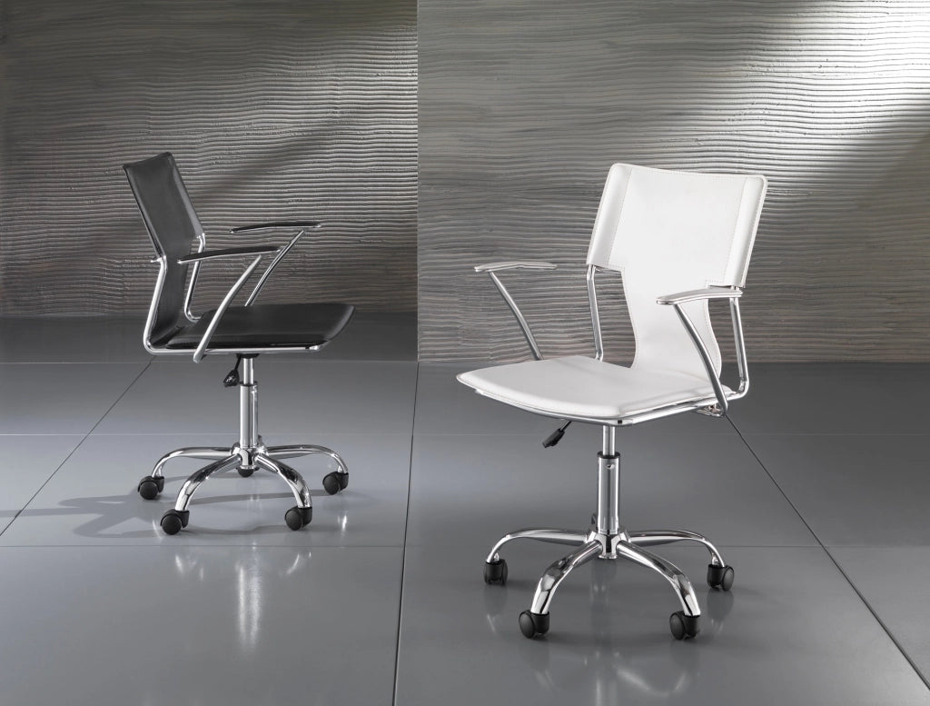 Sedia da ufficio in pelle sintetica bianca cm. H.86/96 x L.55 x P.54