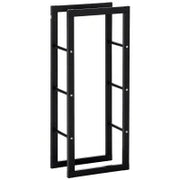 Porta Legna Verticale in Metallo Nero da Interni ed Esterni con Portata 100 kg max, 40x25x100 cm