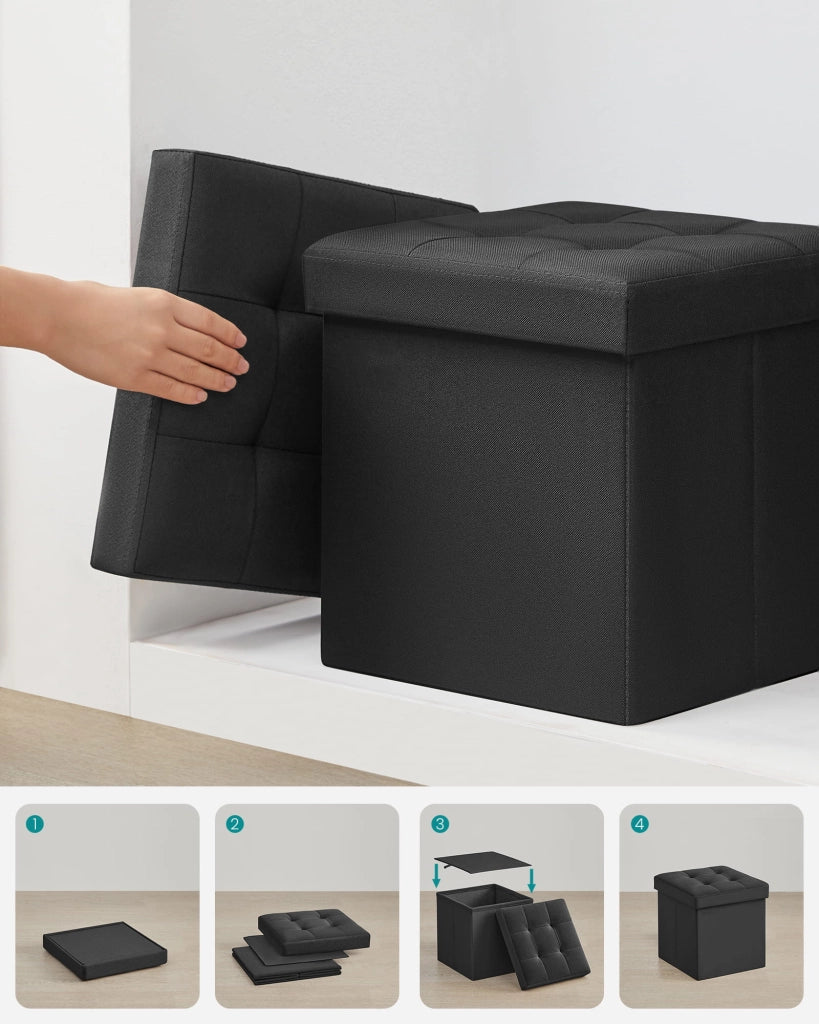 Valora PUFA - LSF028B01 Pouf Organizer Nero MDF Storage