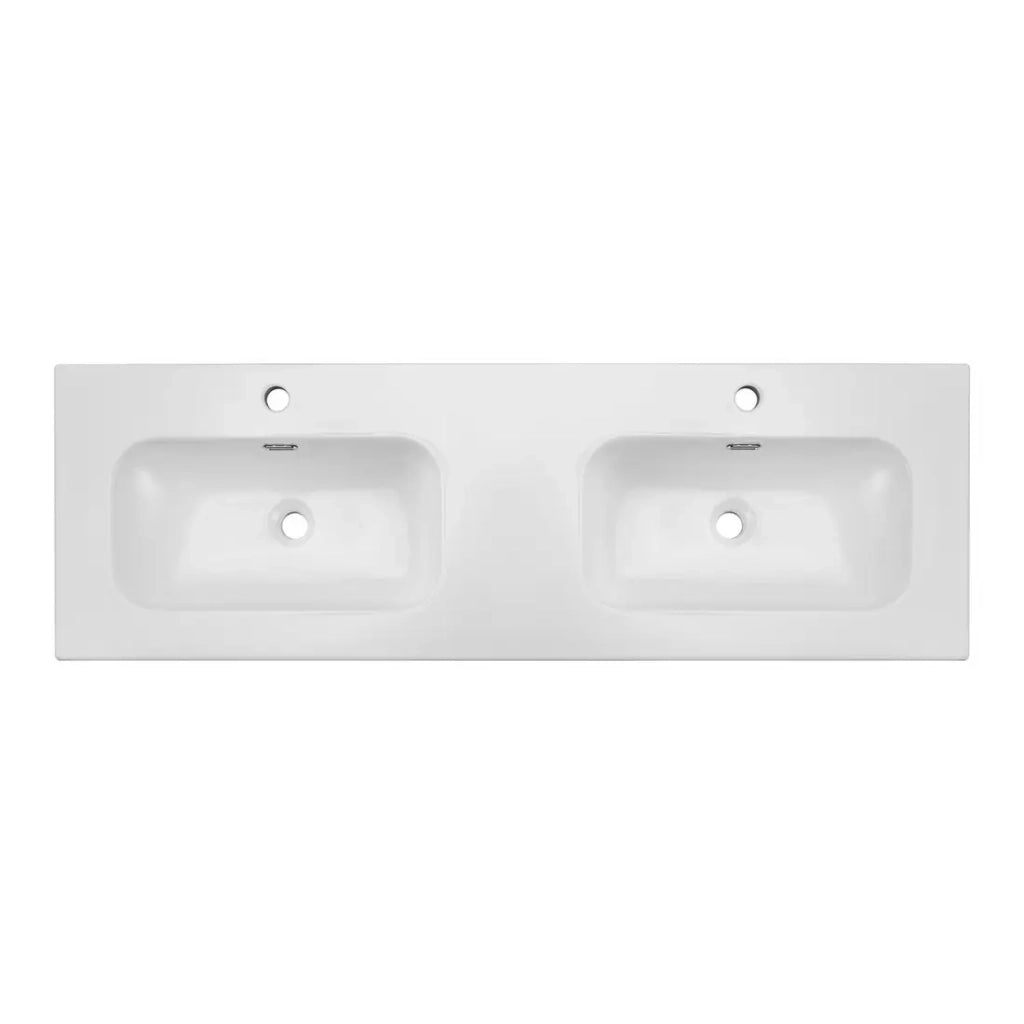 Lavabo incasso LARGO 140 cm doppio lavabo ceramica bianco lucido