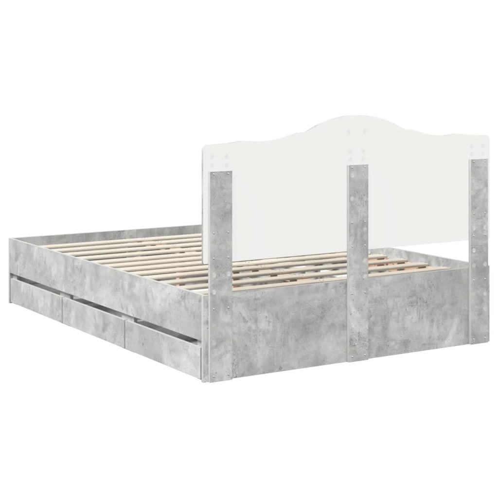 Struttura del letto con cassetto Grigio Cemento 140 x 190 cm 3413418