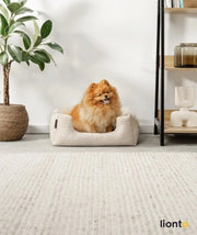 Letto per animali con cuscino soffice e rivoltabile, letto per cani e gatti in design a strisce con ingresso profondo per animali di tutte le dimensioni, (S) 60x50 cm, Letto per cani soffice, Beige