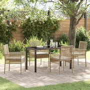 Set da Pranzo per Giardino con cuscino 5 pcs Beige polyrattan