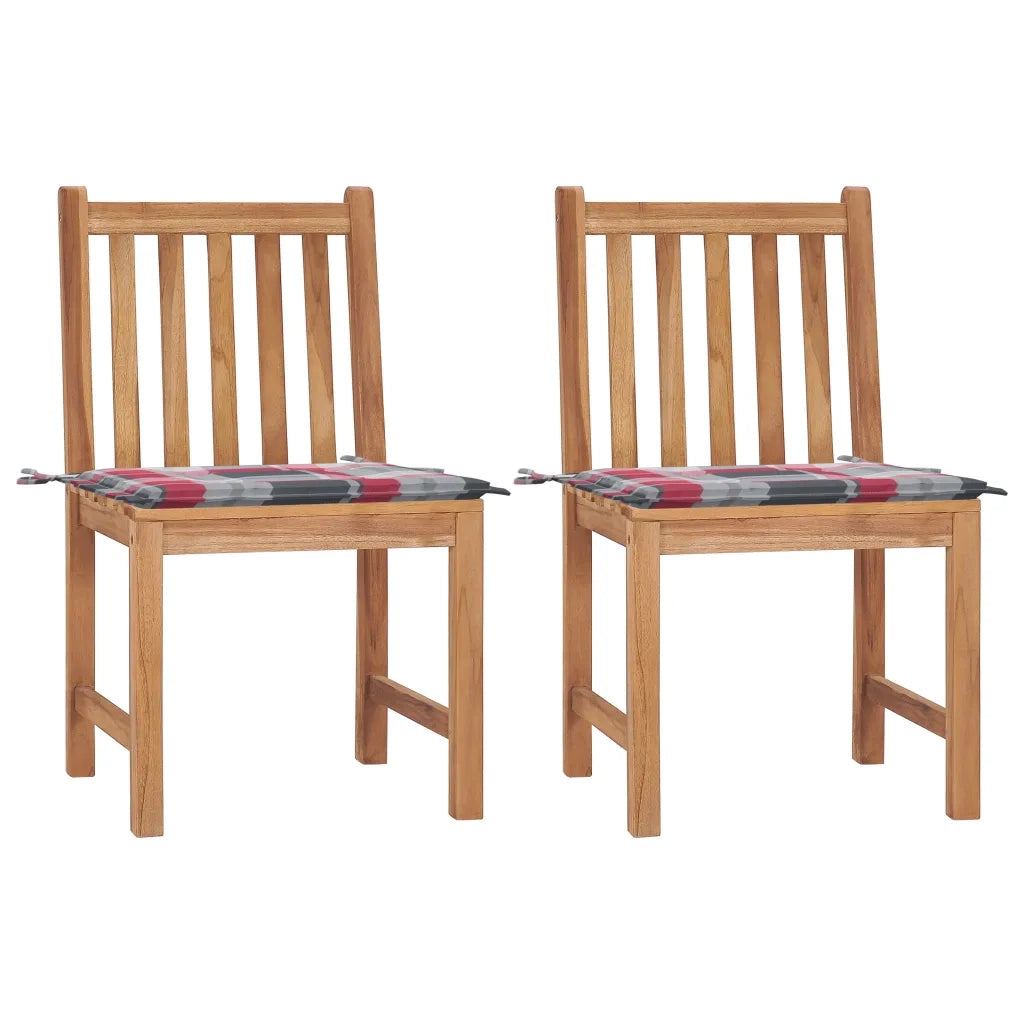 Sedie da Giardino 2 pz con Cuscini in Legno Massello di Teak