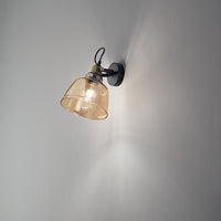 Applique Contemporanea Vintage Metallo Nero Vetro Ambra 1 Luce E27