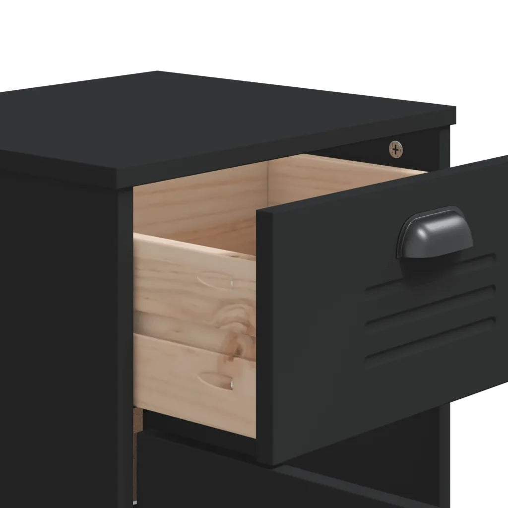 Comodino VIKEN Nero in Legno Multistrato 374915
