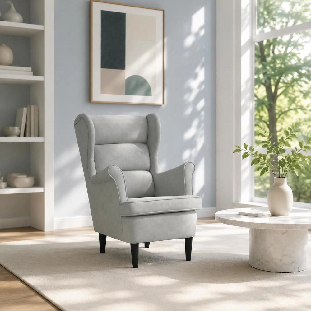 Armchair Light Grey Velvet