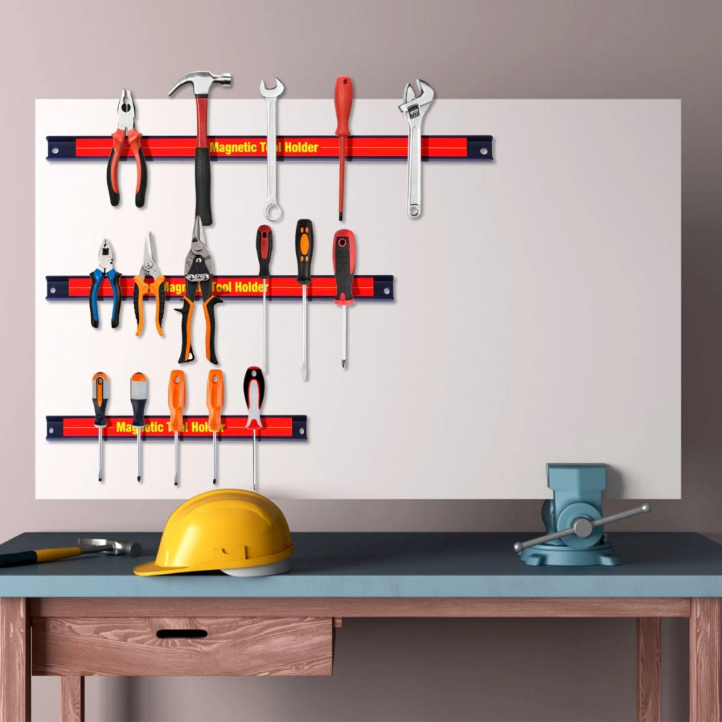 Portautensili magnetico da parete 3 pezzi 20/30/46cm con carico 22kg, Portautensili magnetico da officio garage-Deposito utensili Tool