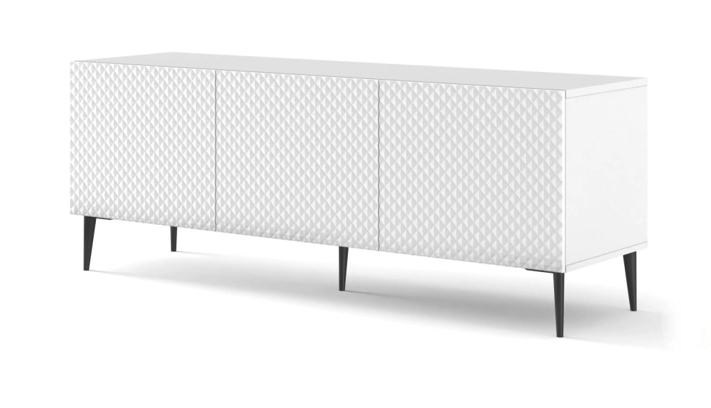 MOBILE RAVENNA C DIAMOND MDF HG PORTA TV 3D 150 BIANCO OPACO GAMBE NERE LUCIDE