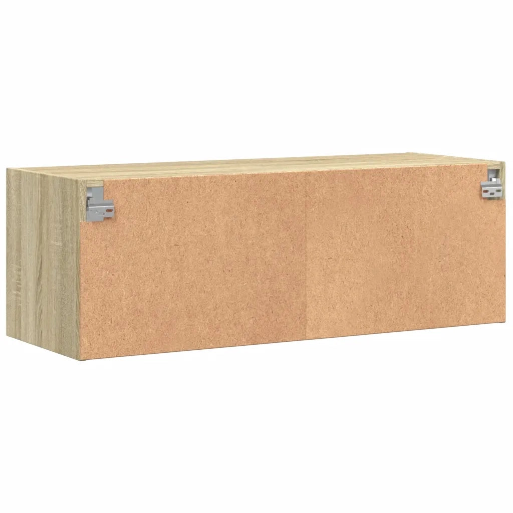 Armadietto a Muro | Mobile a Muro con Ante in Vetro Rovere Sonoma 102x37x35 cm