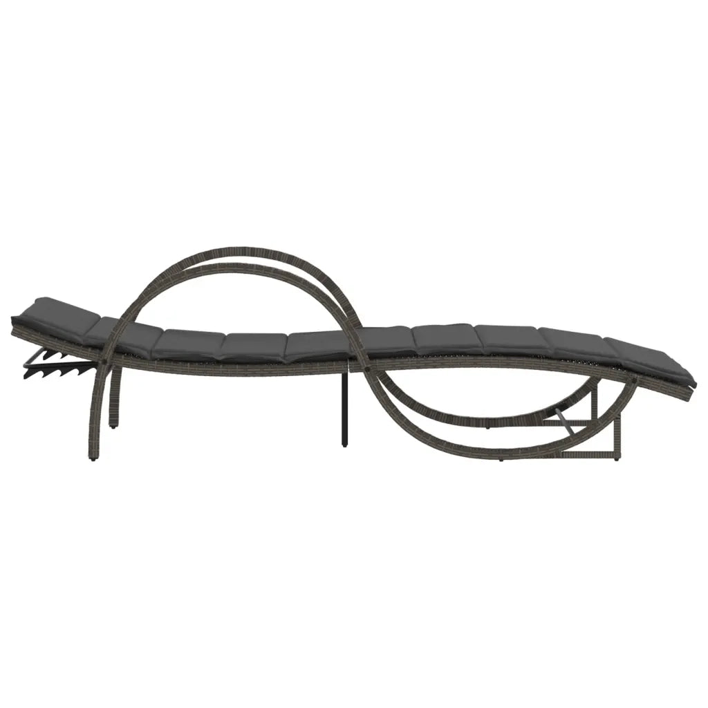 Lettini Prendisole 2 pz | Sdraio da giardino | Lettino da sole con Cuscini Grigio in Polyrattan