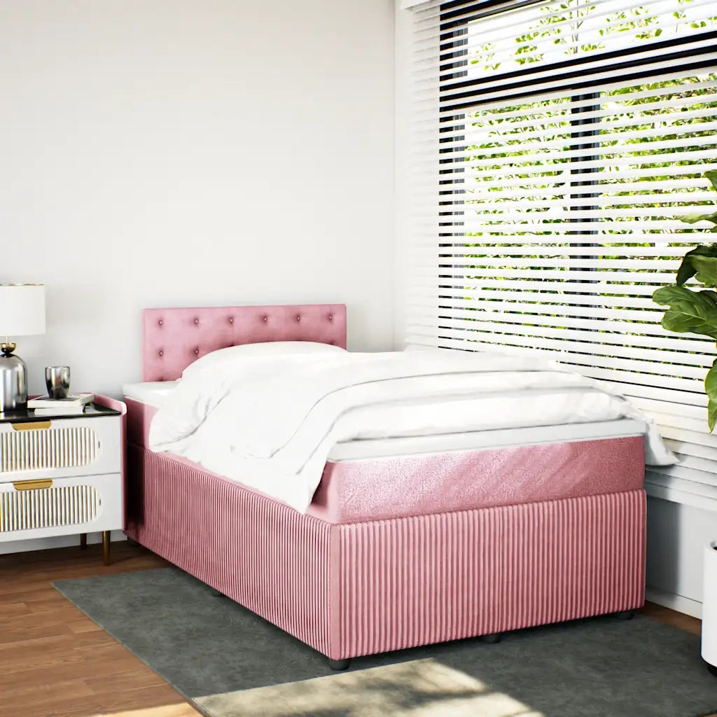 Giroletto a Molle con Materasso Rosa 120x200 cm in Velluto 3290027