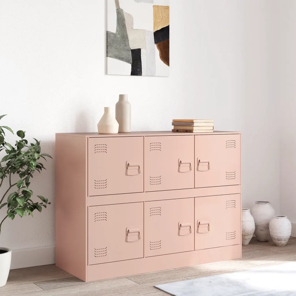 Credenza | Madia | Buffet da pranzo | Armadio da pranzo Rosa 99x39x73 cm in Acciaio