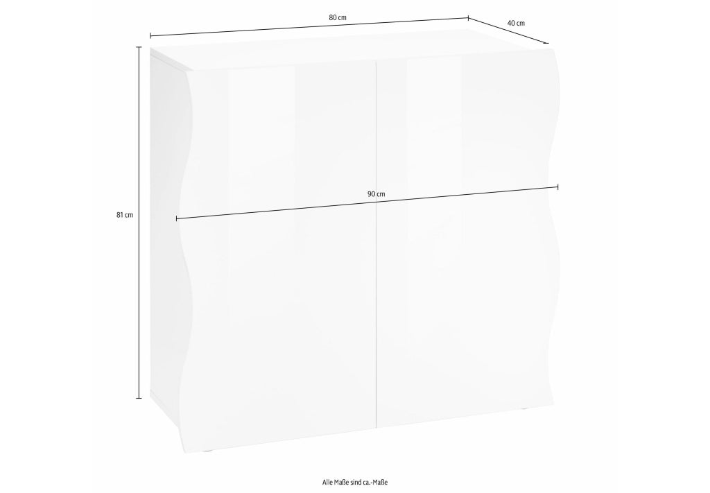 Mobile Multiuso 2 Ante Battenti Onda 90x40x81 cm Finitura in Melamina Antracite Opaco