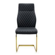 Sedia da pranzo con motivo a losanghe nere - Zephmum- Schienale alto, rivestimento comodo, telaio metallico dorato antiscivolo