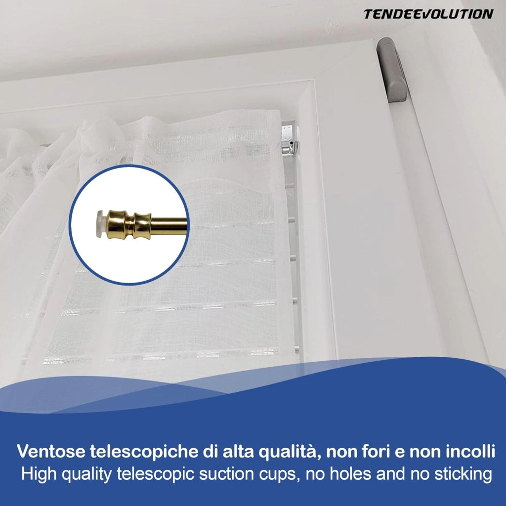 Astine a Molla in Alluminio, Coppia Bastoncini Pressione Estensibili 50-60cm - Colore Nikel Satinato