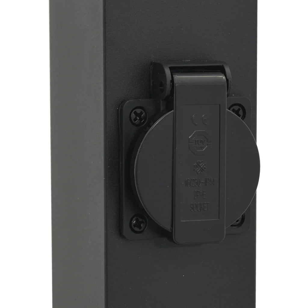 Lampada a paletto con presa elettrica 50 cm Nera IP44 4006083
