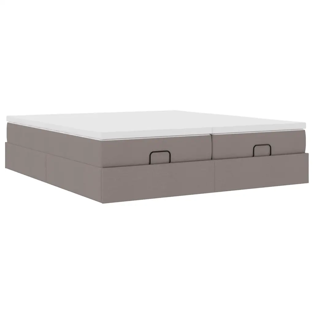 Struttura Letto Pouf con Materassi Tortora 180x200cm in Tessuto 3311245