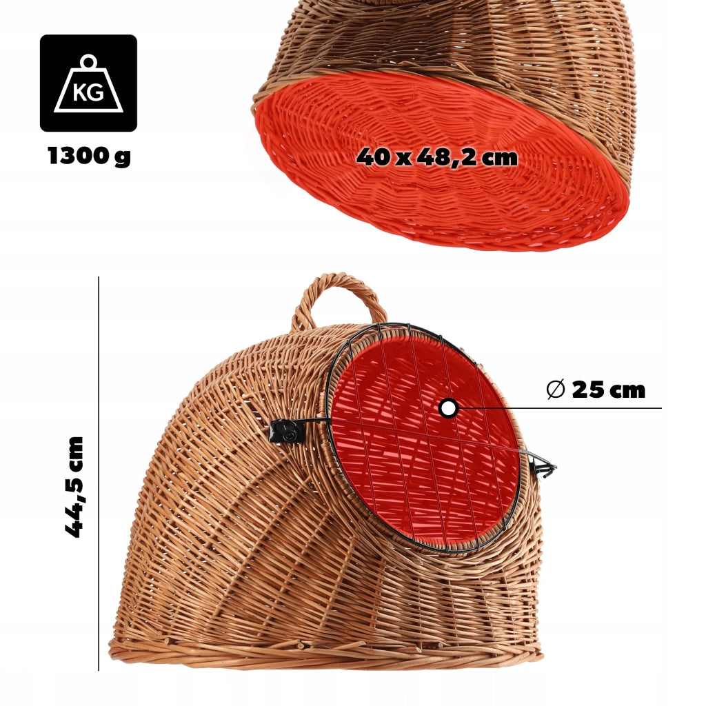 Trasportino KADAX per gatti, cani, conigli, gabbia, box in vimini, cesto, solido, 49 cm