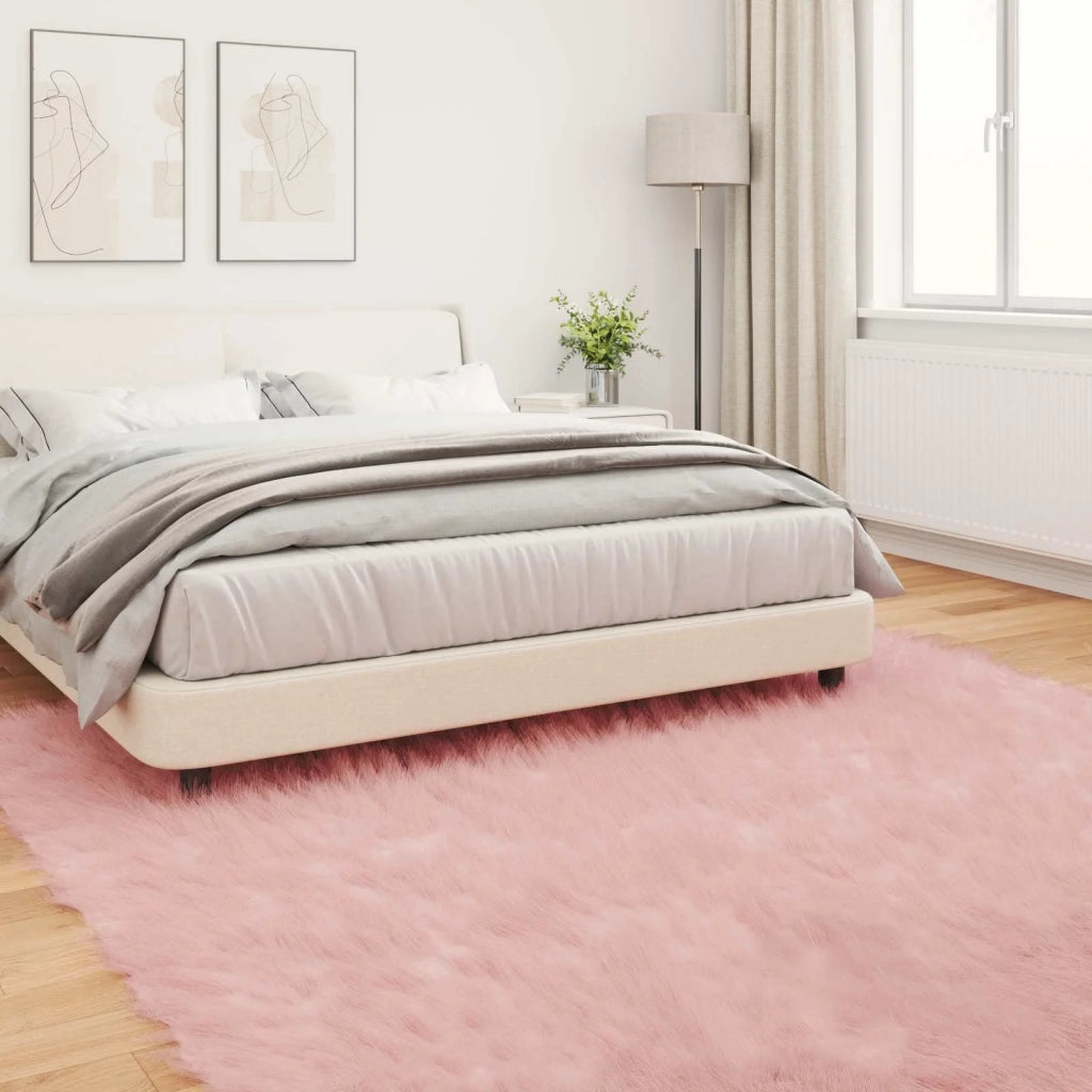 Tappeto in finta TAFALLA | Tappeto del soggiorno Rosa 240 x 240 cm Poliestere
